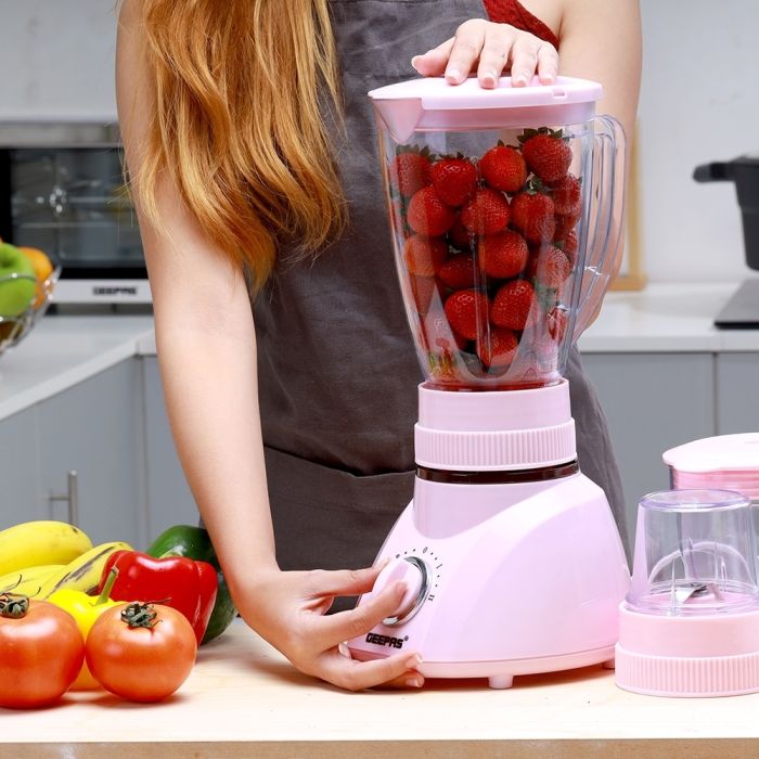 Geepas 3-in-1 Blender, 1.6L Blender Jar Mixer Grinder | 400W Grinder with Dry Mill & Mincer Attachments | 2 Speed with Pulse Function | Wet Jar, Dry Jar and Chutney Jar