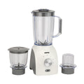 Geepas 3-in-1 Blender- 600 W, Powerful Motor with 3 Speed Setting and Pulse/ Transparent Jars with Stainless Steel Blade, Grinder, Chopper Attachment