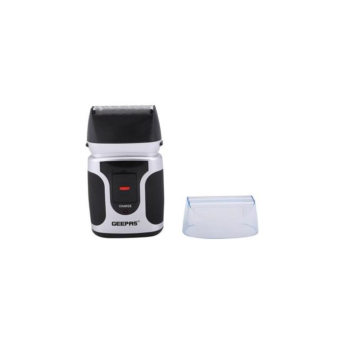 Geepas Rechargeable Shaver – Wet & Dry, Dual Floating Blades, Nose & Sideburn Trimmer, LED, Portable