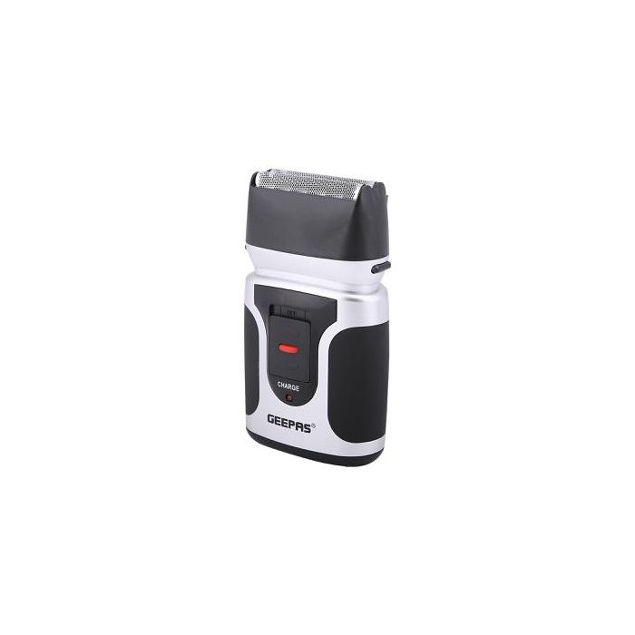 Geepas Rechargeable Shaver – Wet & Dry, Dual Floating Blades, Nose & Sideburn Trimmer, LED, Portable