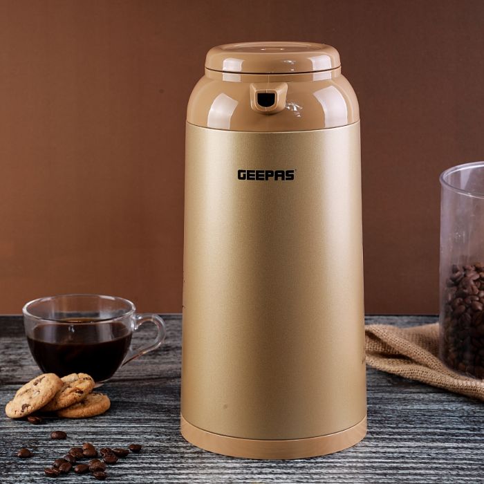 Geepas Vacuum Flask| 1.3L Capacity | Double Wall Glass Refill | Glass Inner Pot for Maximum Heat Retention | 24 Hours Hot & Cold Thermos
