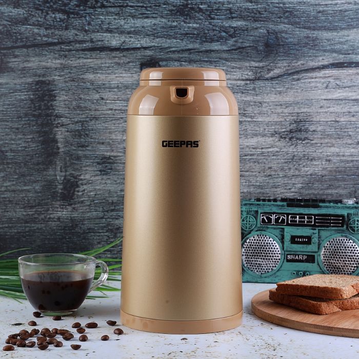 Geepas Vacuum Flask| 1.3L Capacity | Double Wall Glass Refill | Glass Inner Pot for Maximum Heat Retention | 24 Hours Hot & Cold Thermos