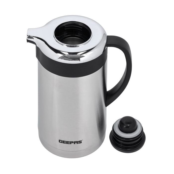 Geepas Stainless Steel Vacuum Flask | 1.3 L| Double Wall Insulation Keeps Beverages Hot & Cold for Long Hours | Leak Proof | Easy to Clean