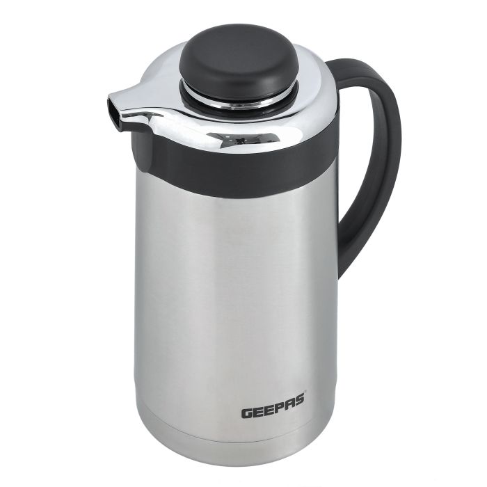 Geepas Stainless Steel Vacuum Flask | 1.3 L| Double Wall Insulation Keeps Beverages Hot & Cold for Long Hours | Leak Proof | Easy to Clean