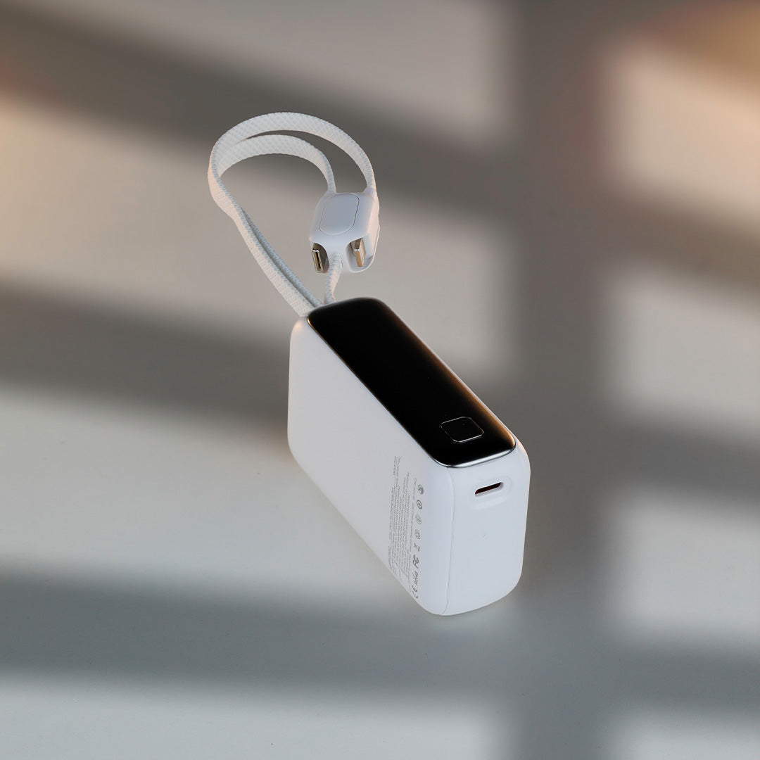 LZEL Ampflow10 Mini 10000Mah Pd Power Bank 22.5W | Built-In Type-C & Lightning Cable | Wireless Charging