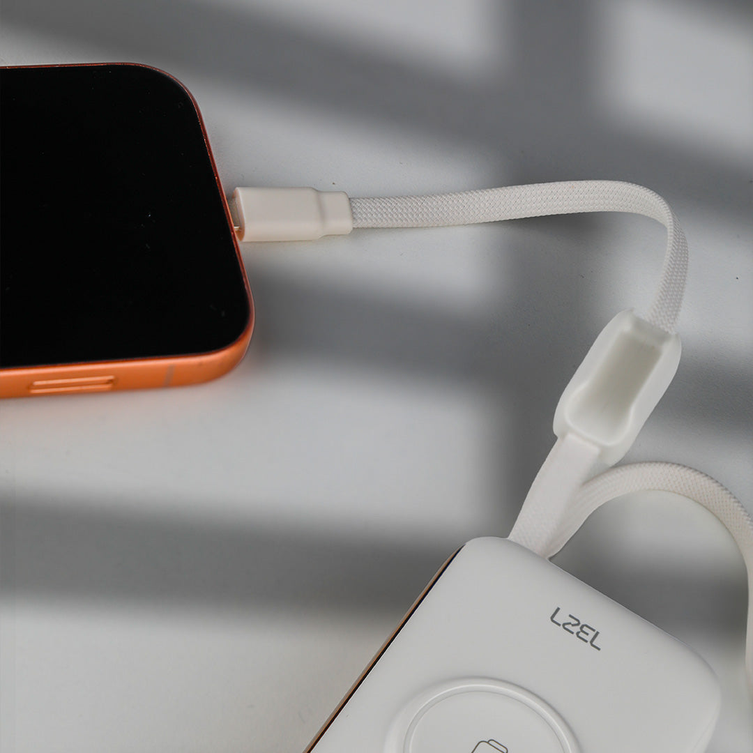 LZEL Ampflow10 Mini 10000Mah Pd Power Bank 22.5W | Built-In Type-C & Lightning Cable | Wireless Charging