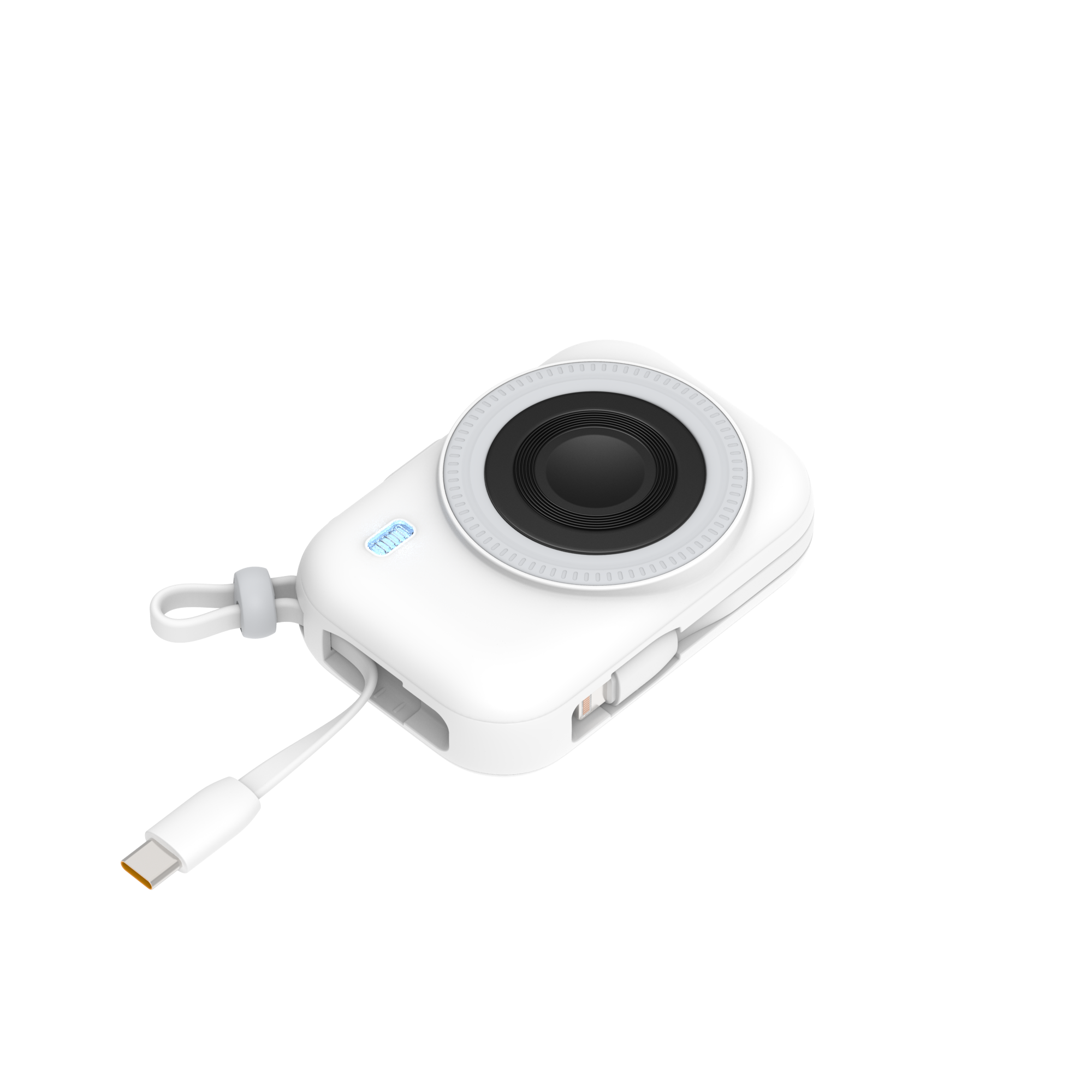 LZEL PentaEnergia Station - 5X 10,000mAh Wireless Power Bank Charging Dock with Colorful Batteries & Built-in Cable | White