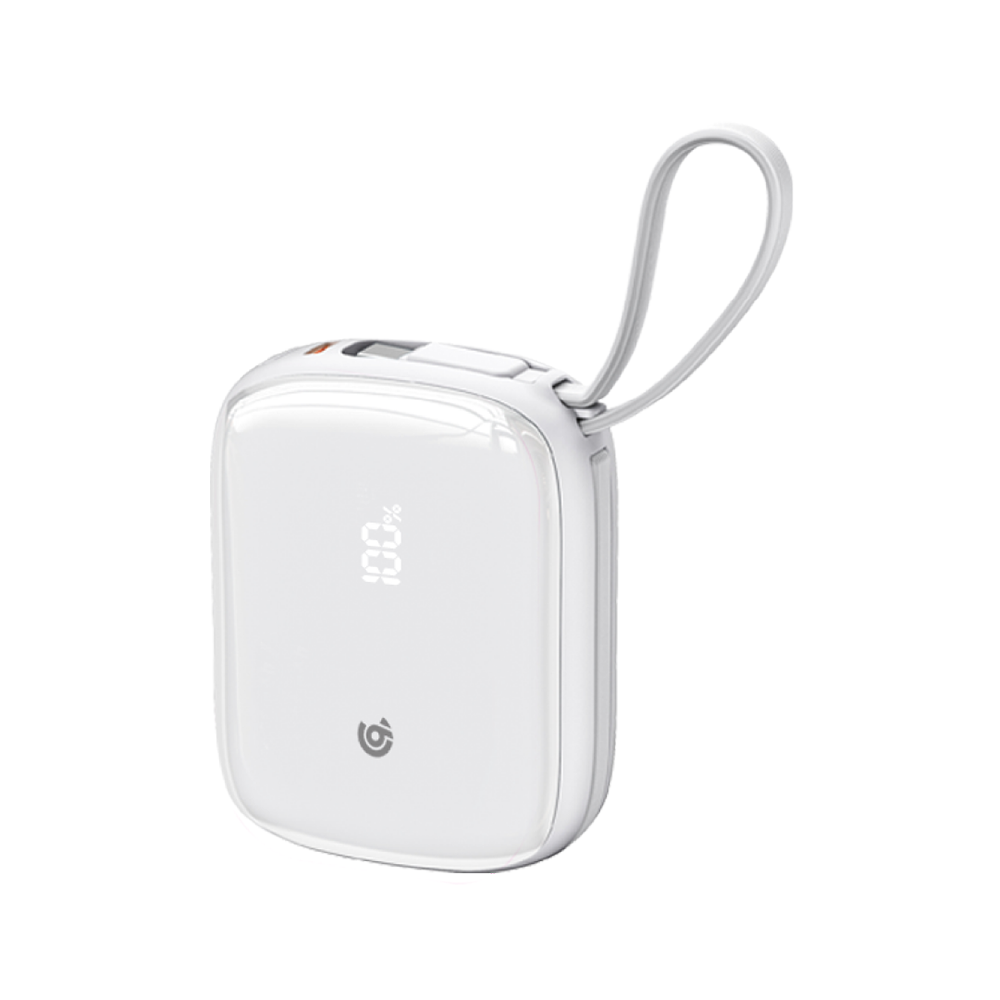 90 Percent Primflux Mini 22.5W Dual Built-In Cables Power Bank Powerdelivery Qc 3.0 | Usb-C & Lightning | White