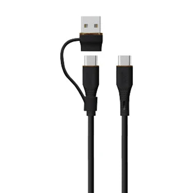 LZEL Celeris PowerDuo â€“ 2-in-1 USB-C to USB-C 100W Silicone Cable (3m) Built-in USB-A connector
