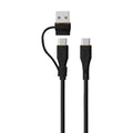 LZEL Celeris PowerDuo – 2-in-1 USB-C to USB-C 100W Silicone Cable (3m) Built-in USB-A connector | Black