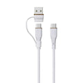 LZEL Celeris PowerDuo – 2-in-1 USB-C to USB-C 100W Silicone Cable (3m) Built-in USB-A connector | White