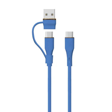 LZEL Celeris PowerDuo â€“ 2-in-1 USB-C to USB-C 100W Silicone Cable (2m) Built-in USB-A connector