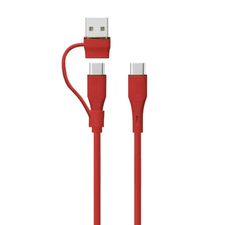 LZEL Celeris PowerDuo â€“ 2-in-1 USB-C to USB-C 100W Silicone Cable (2m) Built-in USB-A connector