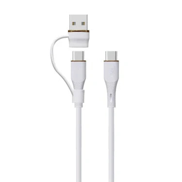 LZEL Celeris PowerDuo â€“ 2-in-1 USB-C to USB-C 100W Silicone Cable (2m) Built-in USB-A connector
