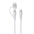LZEL Celeris PowerDuo – 2-in-1 USB-C to USB-C 100W Silicone Cable (1m) Built-in USB-A connector | White