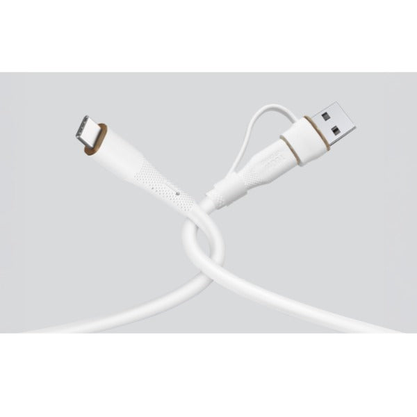 LZEL Celeris PowerDuo â€“ 2-in-1 USB-C to USB-C 100W Silicone Cable (2m) Built-in USB-A connector