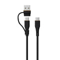 LZEL Celeris PowerDuo – 2-in-1 USB-C to USB-C 100W Silicone Cable (1m) Built-in USB-A connector | Black