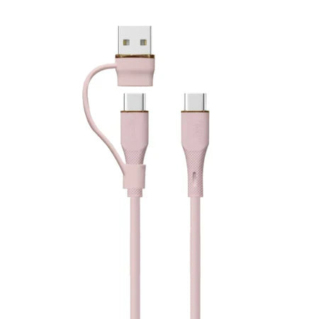 LZEL Celeris Powerduo 2-in-1 USB-C To USB-C 100w Silicone 1m Cable Built-in USB-A connector