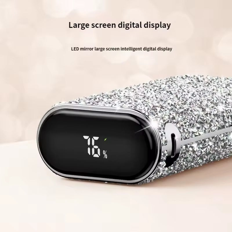 Asli Global 10000mAh PowerPod Luxe Shinning Diamond Power Bank with Built in Cable | Silver