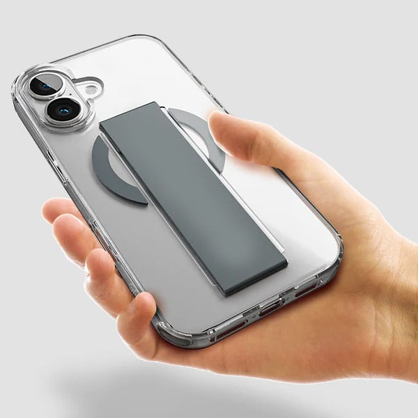 Asli Global Phone 16 Plus Leather Grip Case | Clear/Gray