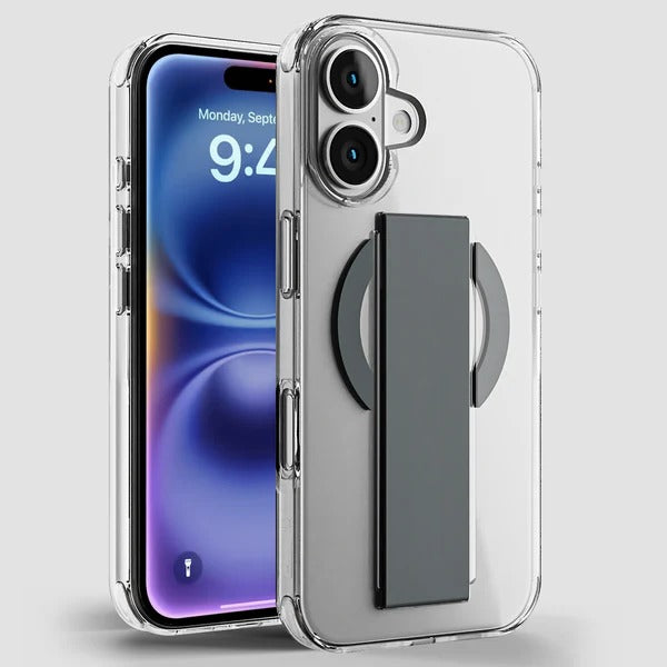 Asli Global Phone 16 Plus Leather Grip Case | Clear/Gray
