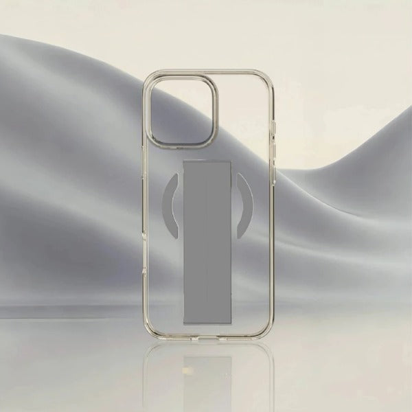 Asli Global iPhone 16 Pro Max Leather Grip Case | Clear/Gray