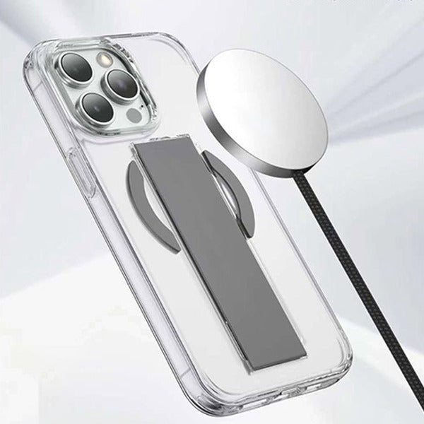 Asli Global iPhone 16 Pro Max Leather Grip Case | Clear/Gray