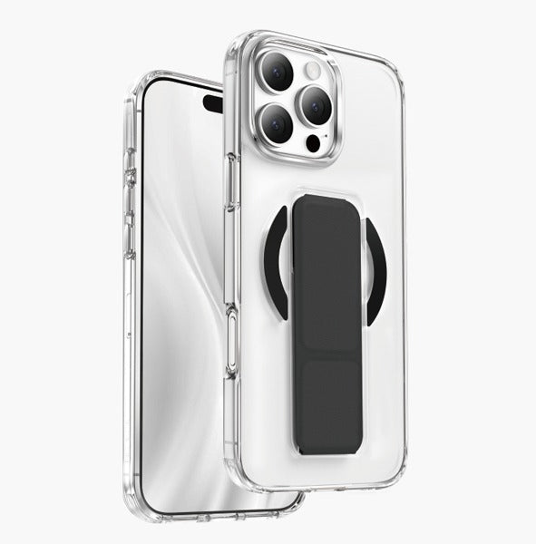 Asli Global iPhone 15 Pro Leather Grip Case | Clear/Black