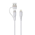 LZEL Celeris PowerDuo â€“ 2-in-1 USB-C to Lightning 27W Silicone Cable (2m) Built-in USB-A Connector