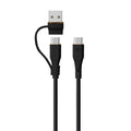 LZEL Celeris PowerDuo – 2-in-1 USB-C to USB-C 100W Silicone Cable (30cm) Built-in USB-A connector | Black