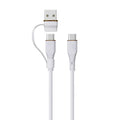 LZEL Celeris PowerDuo – 2-in-1 USB-C to USB-C 100W Silicone Cable (30cm) Built-in USB-A connector | White