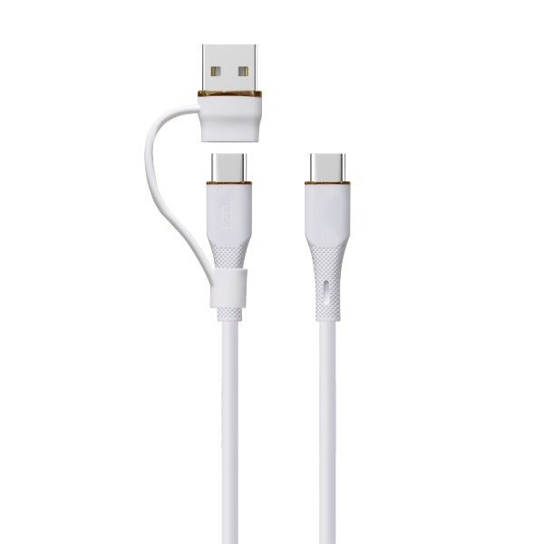 LZEL Celeris PowerDuo â€“ 2-in-1 USB-C to USB-C 100W Silicone Cable (30cm) Built-in USB-A connector