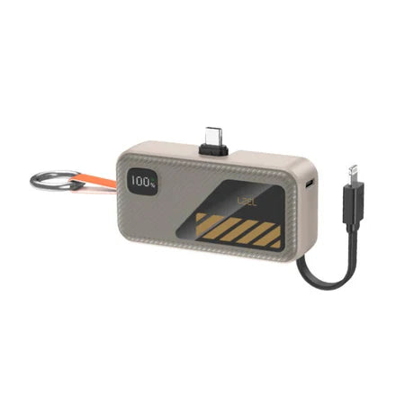 LZEL NanoFlux Charger Mini â€“ 5,000mAh PD Type-c Power Bank with Built-in Lightning Cable