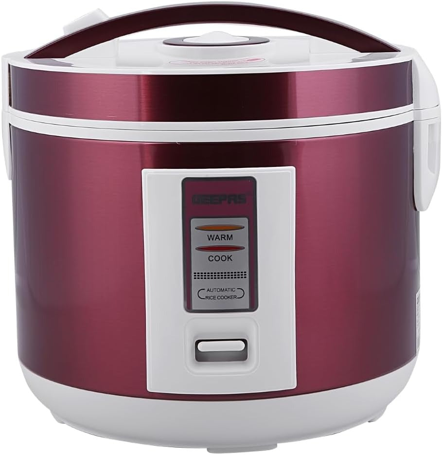 Geepas Stainless Steel Rice Cooker – 1.5L | Red