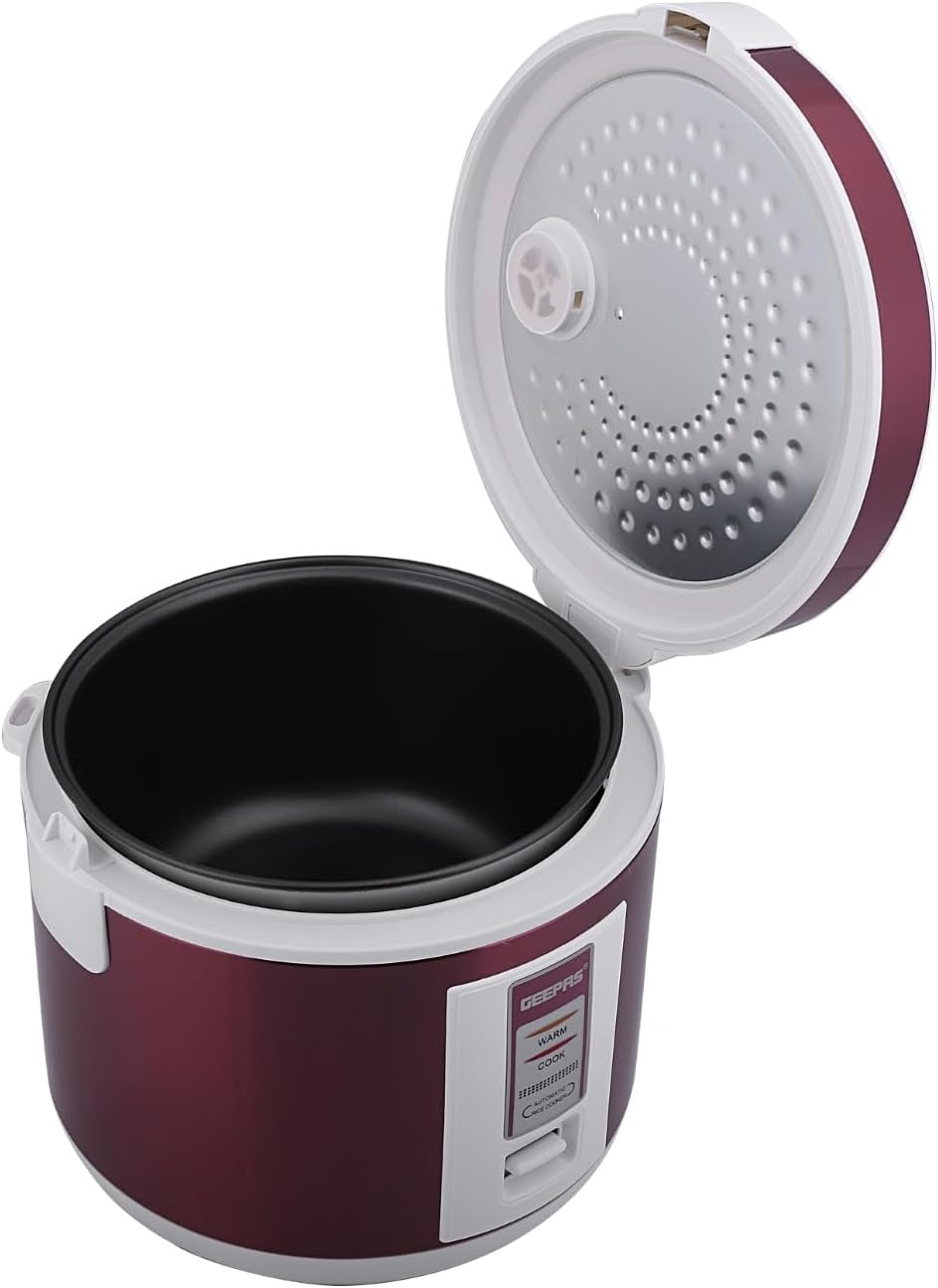 Geepas Stainless Steel Rice Cooker – 1.5L | Red