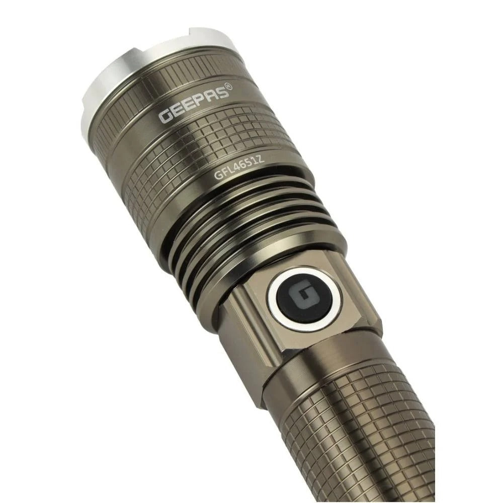 Geepas Zoomable LED Flashlight 10 Hours Runtime 20W Output