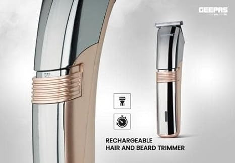 Geepas Rechargeable Hair & Beard Trimmer , Steel Blade