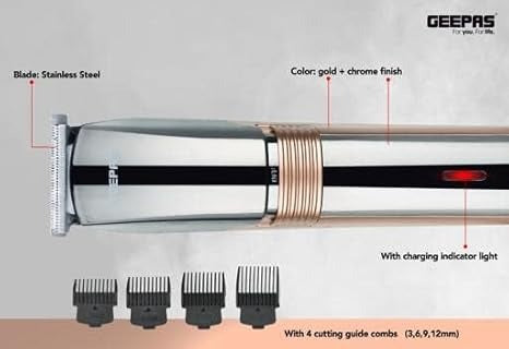 Geepas Rechargeable Hair & Beard Trimmer , Steel Blade