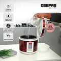 Geepas Stainless Steel Rice Cooker – 1.5L | Red