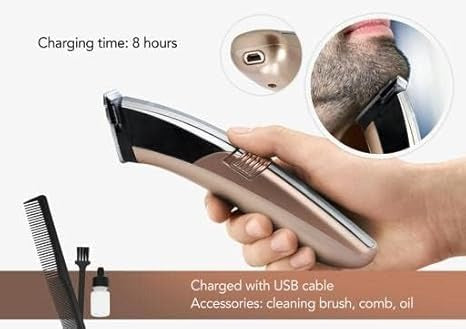 Geepas Rechargeable Hair & Beard Trimmer , Steel Blade