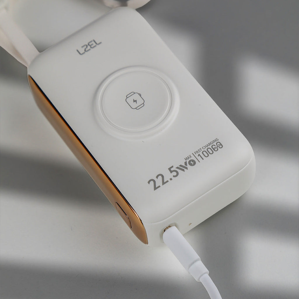 LZEL Ampflow10 Mini 10000Mah Pd Power Bank 22.5W | Built-In Type-C & Lightning Cable | Wireless Charging