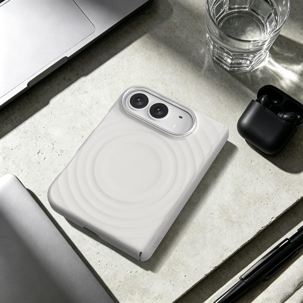 LZEL WAVEFORGE Wave Design MagSafe Case with Silicone Texture for iPhone Duo | Light Gray