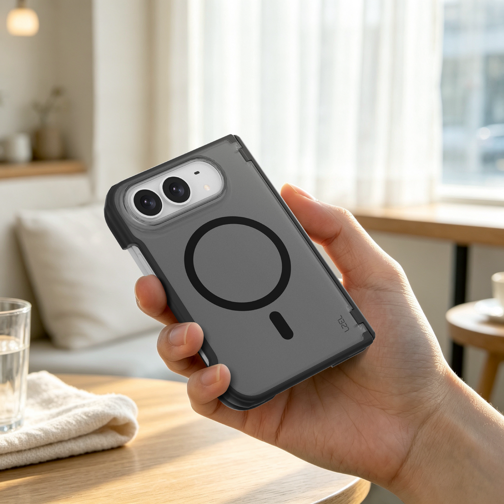 LZEL SILICORE Premium Silicone MagSafe Case with Metal Camera Frame for iPhone Duo | Dark Gray