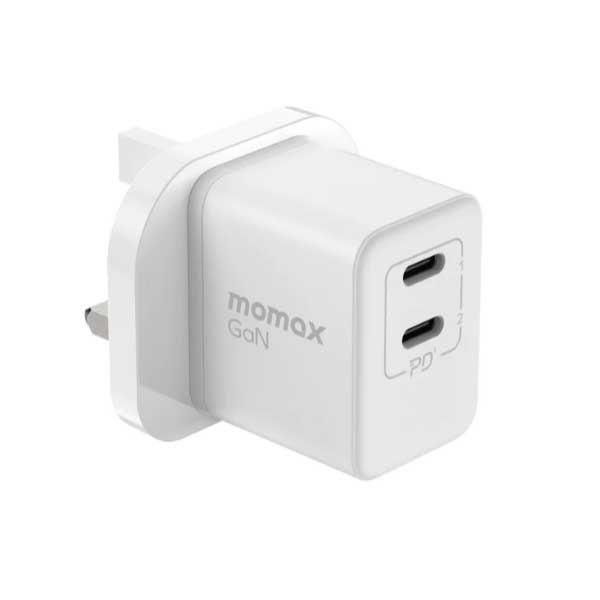 Momax OnePlug 2-Ports Mini GaN Charger 35W - 2 USB-C -PD | White