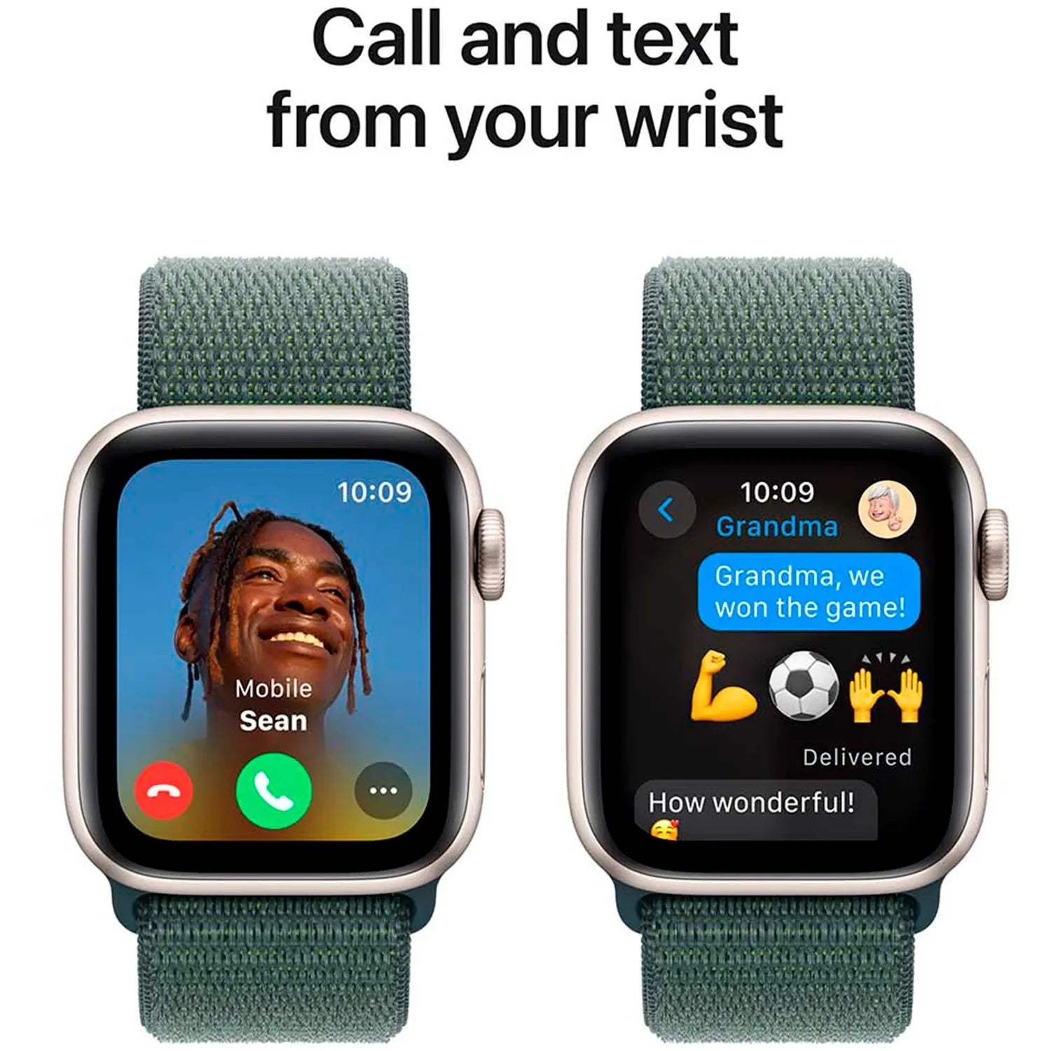 Apple Watch SE GPS 44mm Starlight Aluminium Case with Lake Green Sport Loop