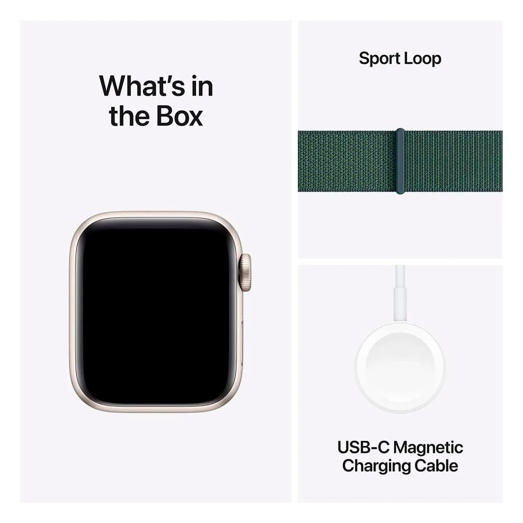 Apple Watch SE GPS 44mm Starlight Aluminium Case with Lake Green Sport Loop