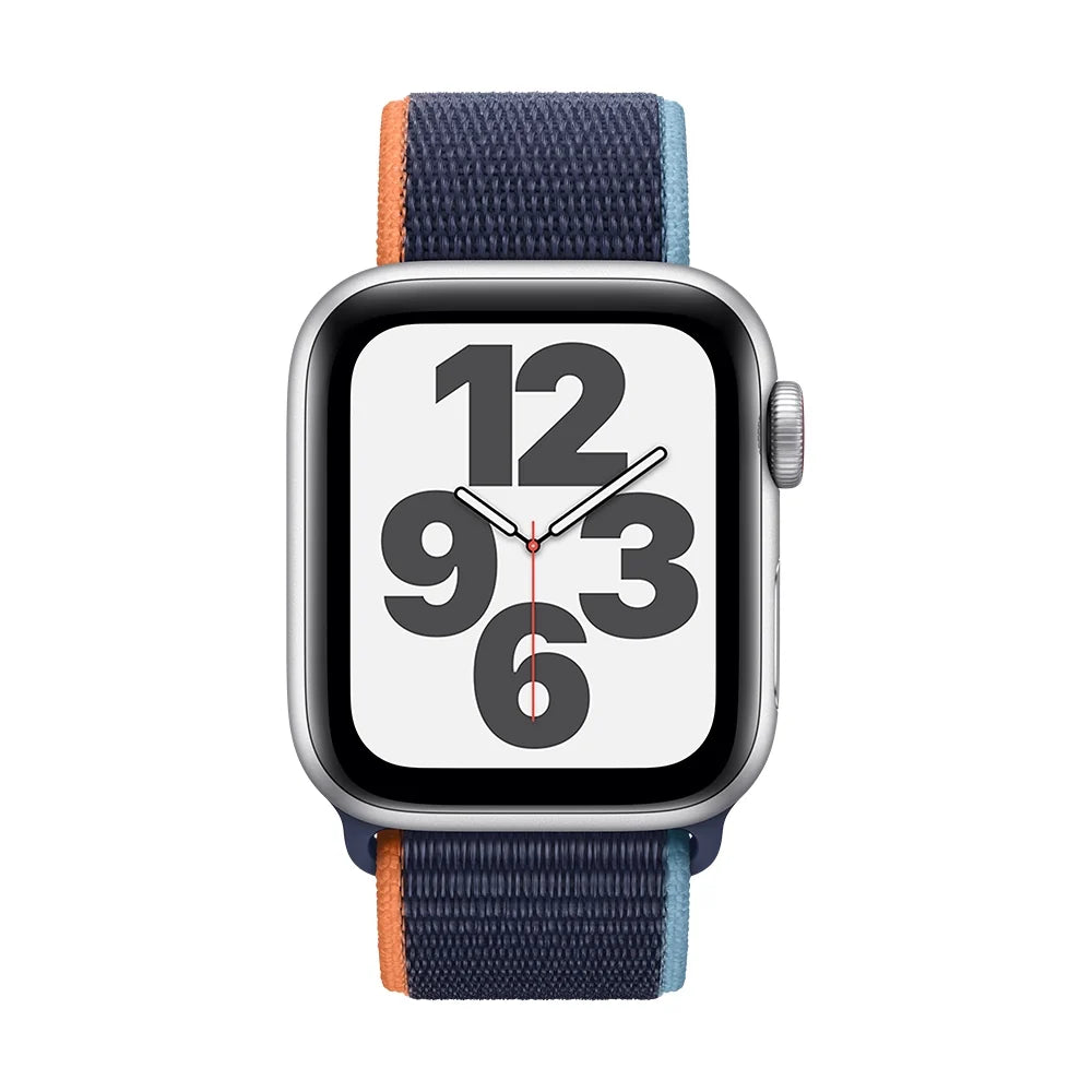 Apple Watch SE GPS + Cellular 44mm Silver Aluminium Case with Deep Navy Sport Loop
