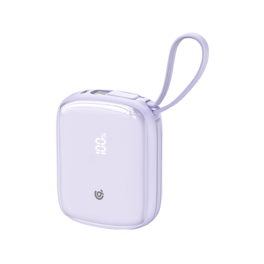 90 Percent Primflux Mini 22.5W Dual Built-In Cables Power Bank Powerdelivery Qc 3.0 | Usb-C & Lightning | Purple