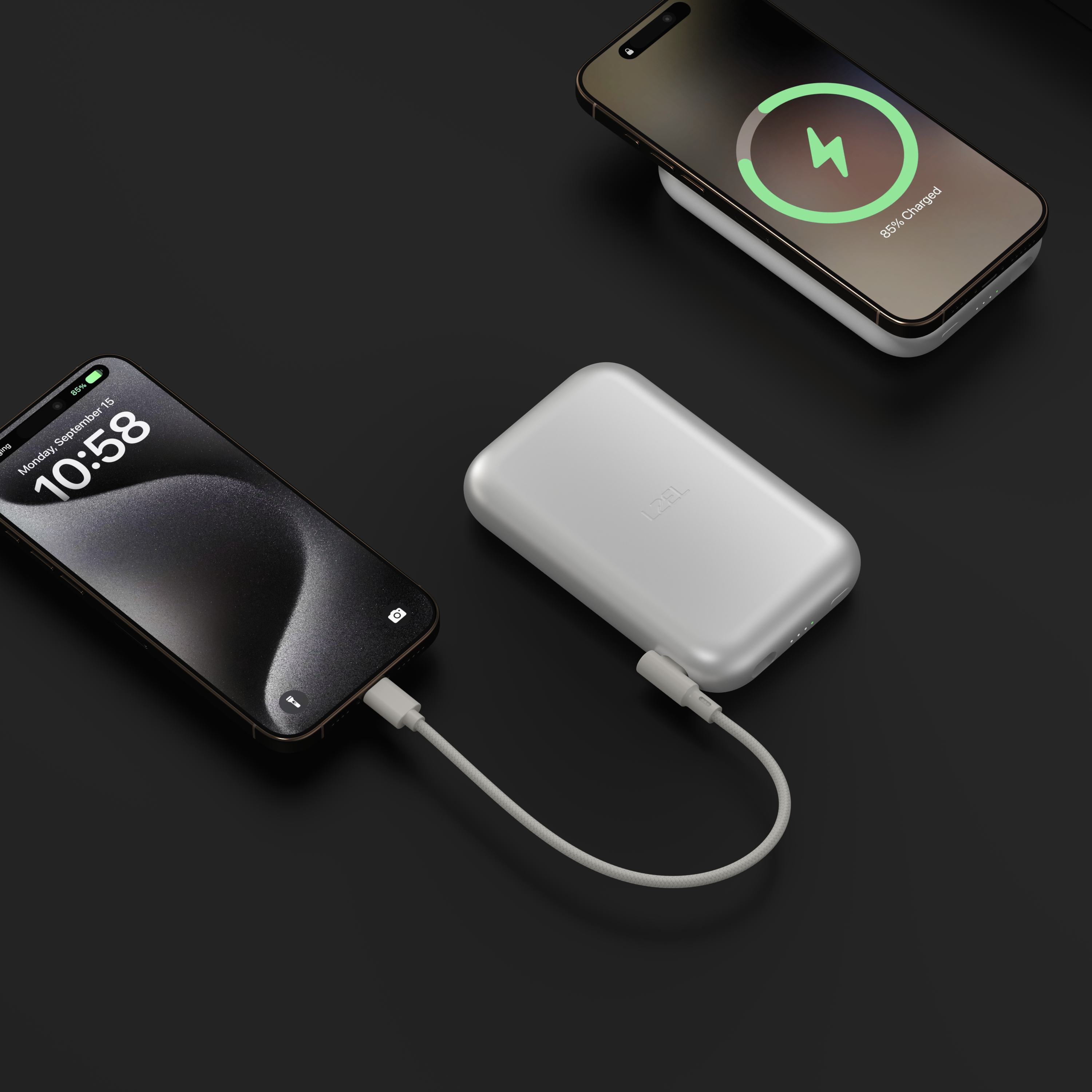 LZEL ZENOFLEX FLOW20 Wireless Charging Power Bank 10000mAh | 20W PD Fast Charging | Dual USB-C | 15W Max Wireless Charging | Silver
