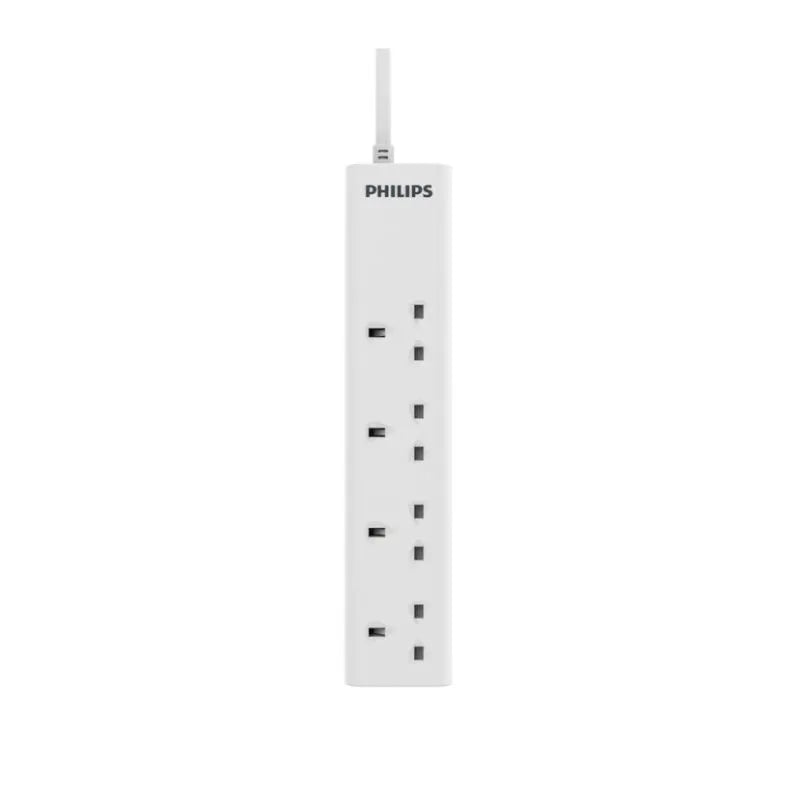 Philips Extension Cord 4 Port UK, 3250W, 2M, 13 Amps | White